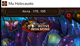 Logo del evento y cartel Active Invasions arriba a la izquierda