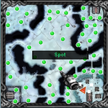 Minimapa con un punto marcado como Spot