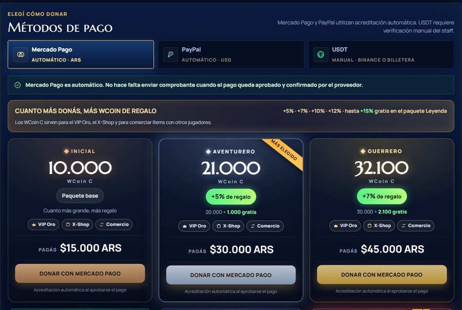 Centro de donaciones de la web