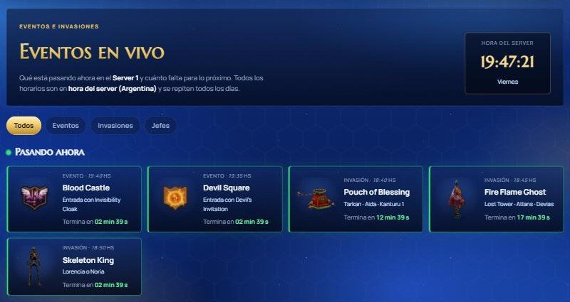 Eventos en vivo: lo que está pasando ahora, con la cuenta regresiva de cada evento